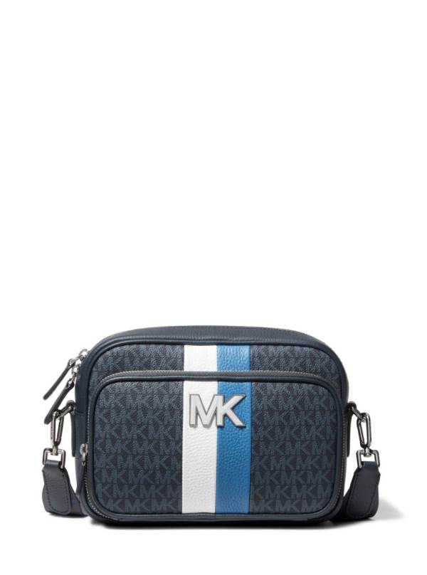 Panske Crossbody Kabelka Michael Kors Hudson Logo Stripe and Leather Indigo - Tasky Michael Kors Nejlevnejsi | MFKLX-8429